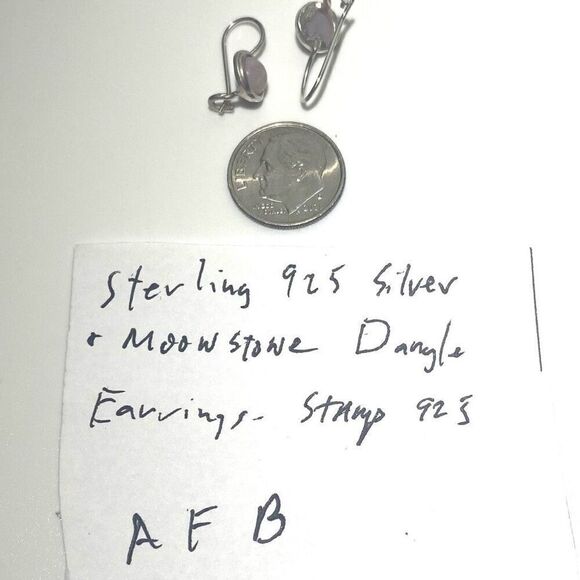 AFB# Sterling Silver & Moonstone Dangle Earring - Picture 5 of 5